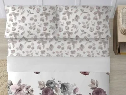 Drap De Dessus 100% Coton 1 Piece Blanc A Fleurs Pastels 220X240