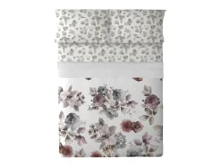 Drap De Dessus 100% Coton 1 Piece Blanc A Fleurs Pastels 220X240