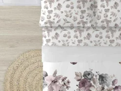 Drap De Dessus 100% Coton 1 Piece Blanc A Fleurs Pastels 220X240