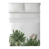 Drap De Dessus 100% Coton 1 Piece Blanc A Motifs Jungle 240X240