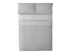 Drap De Dessus 100% Coton 1 Piece Gris A Motifs 155X240