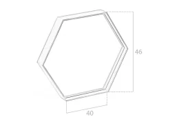 Espelho De Parede Hexagonal Com Moldura De Madeira Folheada A Nogueira. 3039