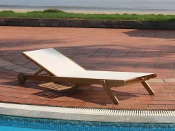 Espreguiçadeira Com Multiplas Posicoes Com Mesinha Integrada Em Acacia - Tavira