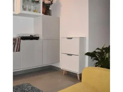Estante Branca De 2 Prateleiras Com Pés Em Madeira De Pinho Da Nordic Design