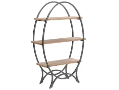 Estante Com 3 Prateleiras Em Mdf E Metal Natural E Preto - Lolana