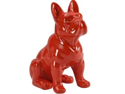 Estátua De Buldogue Em Resina De C. 27 X L. 16 X A. 32 Cm Cor Vermelho - Doggo