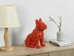 Estátua De Buldogue Em Resina De C. 27 X L. 16 X A. 32 Cm Cor Vermelho - Doggo