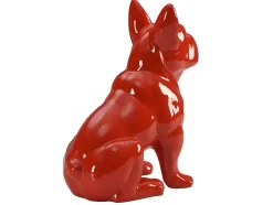 Estátua De Buldogue Em Resina De C. 27 X L. 16 X A. 32 Cm Cor Vermelho - Doggo
