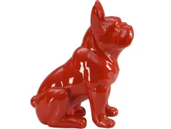 Estátua De Buldogue Em Resina De C. 27 X L. 16 X A. 32 Cm Cor Vermelho - Doggo