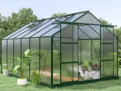Estufa De Jardim Em Policarbonato De 13M Kalida Com Base - Verde