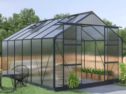 Estufa De Jardim Em Policarbonato De 13M Kalida Com Base - Antracite