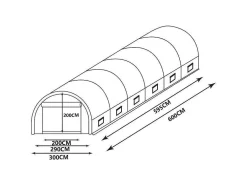 Estufa Em Tunel Ipomea 18M - Comp.600 X Larg.300 X Alt.200 Cm