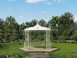Gazebo De Jardim Em Metal Estilo Ferro Forjado D300 X A290 Cm Branco - Tilcara