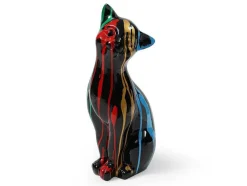 Grande Estátua De Gato Em Resina C24 X L13 X A53 Cm Multicolor - Miniria