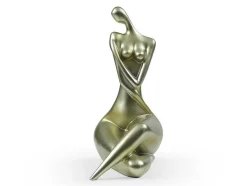 Grande Estátua De Mulher Em Resina C39 X L30 X A56 Cm Dourado - Lonisia
