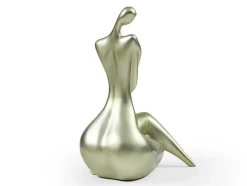 Grande Estátua De Mulher Em Resina C39 X L30 X A56 Cm Dourado - Lonisia