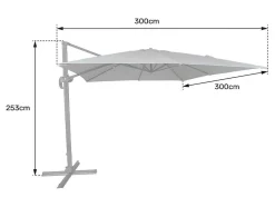 Guarda-Chuva Offset Molokai Quadrado 3X3M Cinza + Tampa
