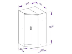 Guarda-Roupa De Canto Com 2 Portas C101 Cm Branco - Aurali