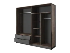 Guarda-Roupa 4 Portas E 2 Gavetas Com Espelho C220 Cm Cor Natural E Antracite - Laonile