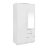Guarda-Roupa 2 Portas E 3 Gavetas Com Espelho C100 Cm Branco - Notiari
