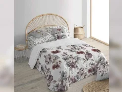 Housse De Couette 100% Coton 1 Piece Blanc A Motifs Fleuris 140X240