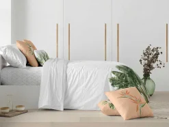 Housse De Couette 100% Coton 1 Piece Blanc A Motifs Jungle 155X240