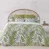 Housse De Couette 100% Coton 1 Piece Blanc A Plantes Vertes 240X240