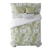 Housse De Couette 100% Coton 1 Piece Blanc A Plantes Vertes 200X240