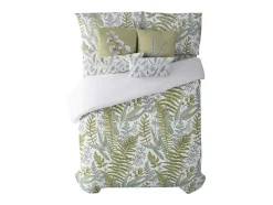 Housse De Couette 100% Coton 1 Piece Blanc A Plantes Vertes 200X240