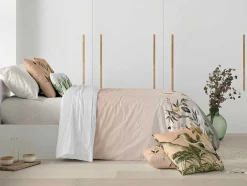 Housse De Couette 100% Coton 1 Piece Rose Paysage 155X240
