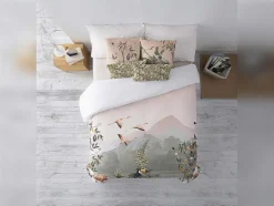 Housse De Coussin 100% Coton 1 Piece Saumon Imprime Tropical 30X50