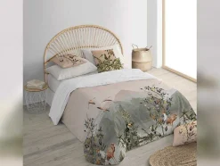 Housse De Coussin 100% Coton 1 Piece Saumon Imprime Tropical 50X50