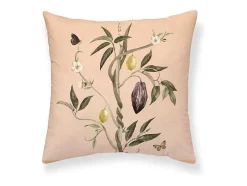 Housse De Coussin 100% Coton 1 Piece Saumon Imprime Tropical 50X50