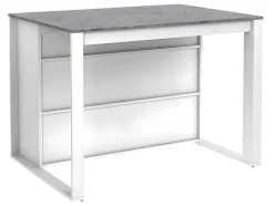 Ilha Central De Cozinha Com Espacos De Arrumação 7 Nichos Cor Branco E Cinza Cimento - Opole