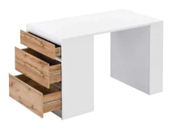 Ilha Central De Cozinha Com 3 Gavetas E 8 Nichos Em Mdf Branco E Natural Claro - Palestrina
