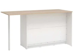 Ilha Central De Cozinha Com 2 Portas, 1 Gaveta E 2 Nichos, Branco E Natural Claro - Tunori