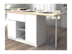 Ilha Central De Cozinha Com 2 Portas, 1 Gaveta E 2 Nichos, Branco - Tunori