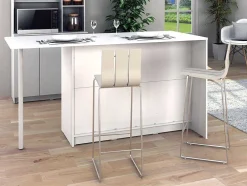 Ilha Central De Cozinha Com 2 Portas, 1 Gaveta E 2 Nichos, Branco - Tunori