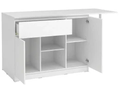Ilha Central De Cozinha Com 2 Portas, 1 Gaveta E 2 Nichos, Branco - Tunori