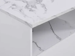 Ilha Central De Cozinha Com 2 Portas E 1 Nicho Em Mdf, Efeito Marmore Branco - Corelina