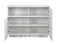 Ilha Central De Cozinha Com 2 Portas E 1 Nicho Em Mdf, Efeito Marmore Branco - Corelina