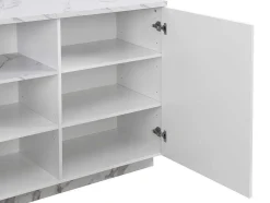 Ilha Central De Cozinha Com 2 Portas E 1 Nicho Em Mdf, Efeito Marmore Branco - Corelina