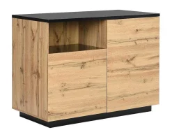 Ilha Central De Cozinha Com 2 Portas E 1 Nicho Em Mdf, Natural E Preto - Corelina