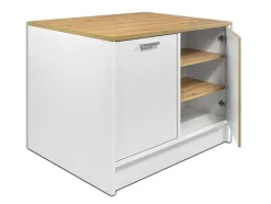 Ilha Central De Cozinha Com 2 Portas, Branco E Natural - Mechila