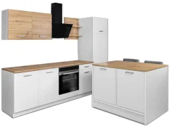 Ilha Central De Cozinha Com 2 Portas, Branco E Natural - Mechila