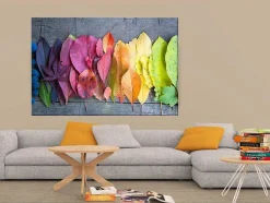 Impressao Em Tela Folhas Coloridas 3, Multicolorido, 150X3X100 Cm, Epikasa