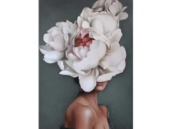 Impressao Em Tela Mulher E Flores 02, Cor-De-Rosa, 50X3X70 Cm, Epikasa