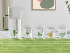 Jarro + Conjunto De 4 Copos Com Cacto - Puntia