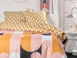 Jogo De Cama Geometrico Em Algodao De 57 Fios/Cm , Capa De Edredão 240X260 Cm + 2 Fronhas 63X63 Cm Multicolor - Arlao