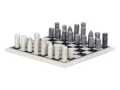 Jogo De Tabuleiro, Tabuleiro De Xadrez, Marmore Preto E Branco C30,5 X A2,54 X L30,5 Cm - Chessy